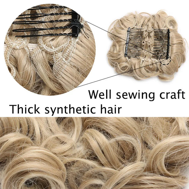 Large Comb Clips In Curly Hair Extension Synthetic Hair Pieces