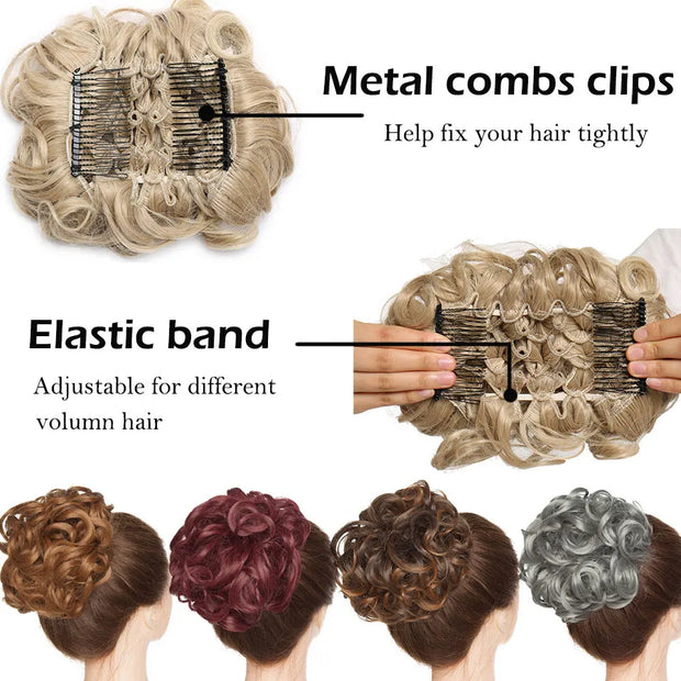 Large Comb Clips In Curly Hair Extension Synthetic Hair Pieces