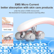 Facial Massager Roller- USB Rechargeable, 2 in 1 EMS - Microcurrent - V Shape Face Lifting - Double Chin Remover - Neck Skin Tighten RF Anti-Wrinkle